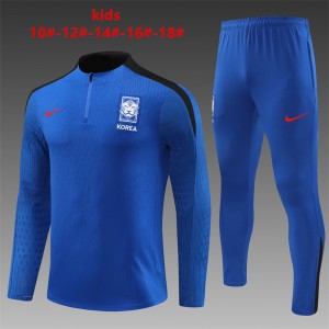 2024 Kids South Korea Blue Half Zipper Jacket+Long Pants