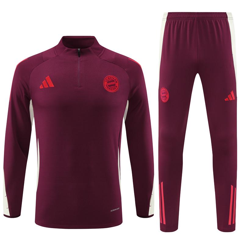 24/25 Bayern Munich Wine Half Zipper Jacket+Long Pants