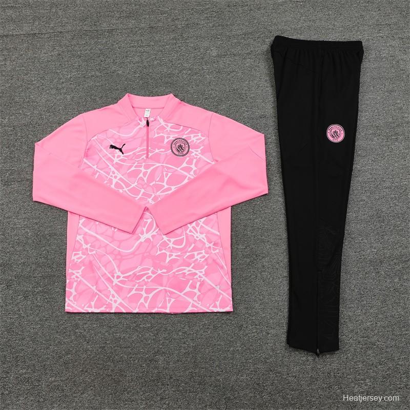 24/25 Manchester City Pink Half Zipper Jacket+Long Pants