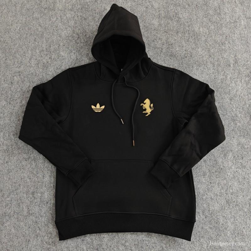 2024 Juventus Black/Navy/Grey/Beige/White Hoodie With Golden Badge