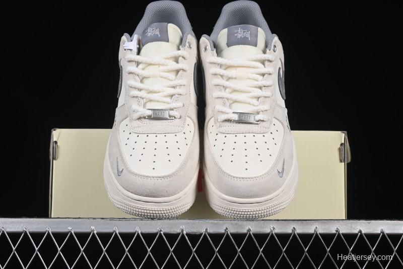 Nike Air Force 1 '07 Low Stussy Collaboration Dual-Tone Beige Low-Top Casual Sneakers - SJ6698-024