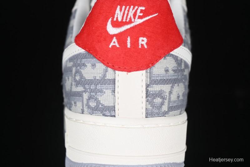 Nike Air Force 1 '07 Low Dior Collaboration - Grey Pattern Low-Top Casual Sneakers - DF0188-021