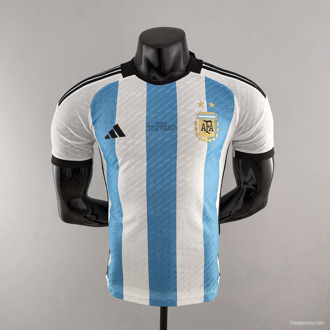 Player Version 2 Stars Argentina Home Final Match Jersey With Full Patch