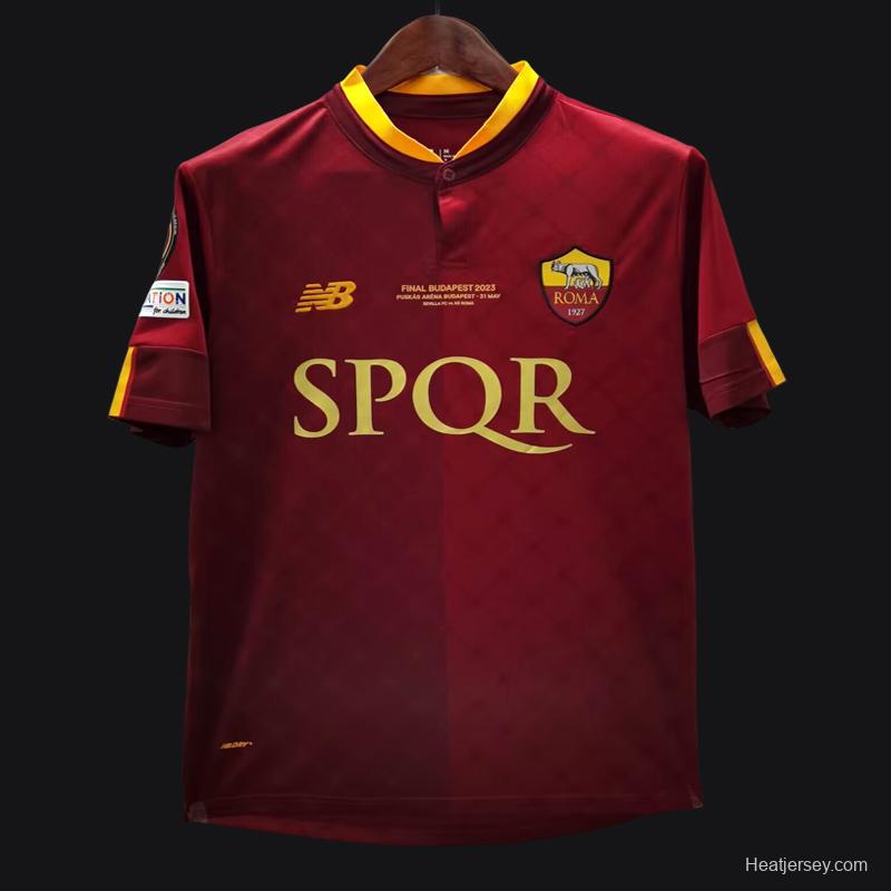 22/23 AS Roma Home Jersey Final Budapest Jersey  With Full Patches