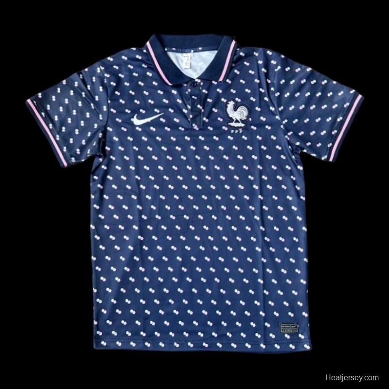 2023 France Navy White Point POLO Shirt