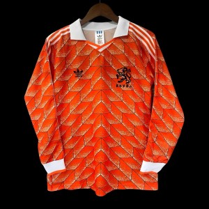 Retro 1988 Netherlands Home Long Sleeve Jersey