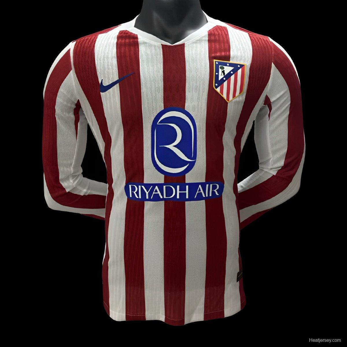 2025/26 Player Version Atletico Madrid Home Long Sleeve Jersey